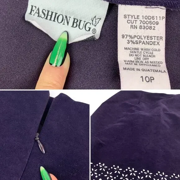 90's FASHION BUG purple faux suede mini skirt with floral cut out along bottom - Picture 14 of 14